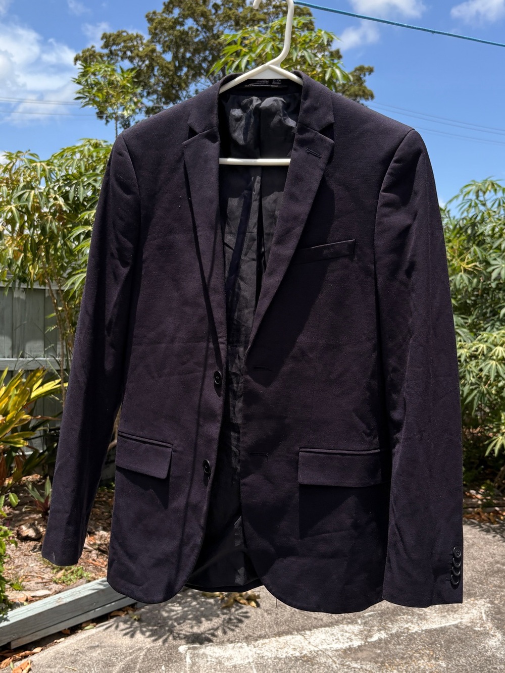 Men's Navy Blue Blazer - Classic Two-Button Suit Jacket